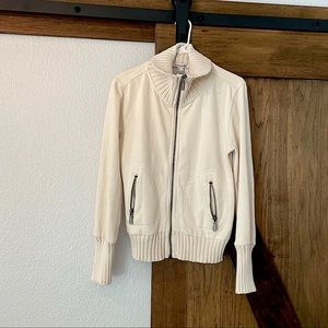 White Zip Up Sweater